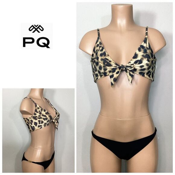 New. PQ tie front jungle teeny bikini. Large.D-cup. Retails $159